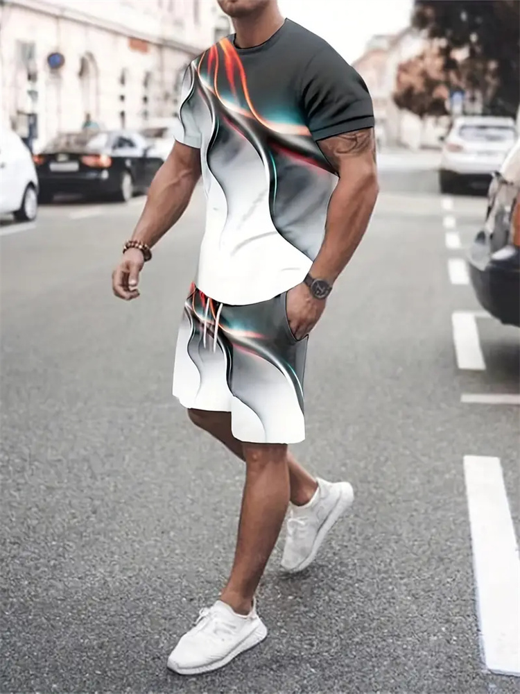 Trend Women Fashion - Męski Damski Gradientowy T-shirt z Teksturą