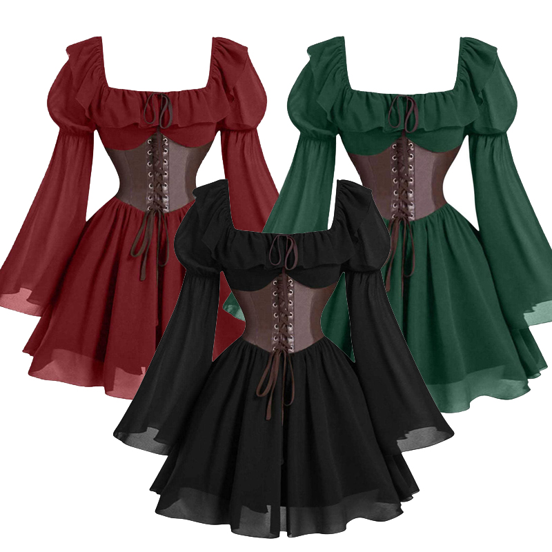 Women'S Fashion Renaissance Period - Nowa Średniowieczna Sukienka Renesansowa z Długim