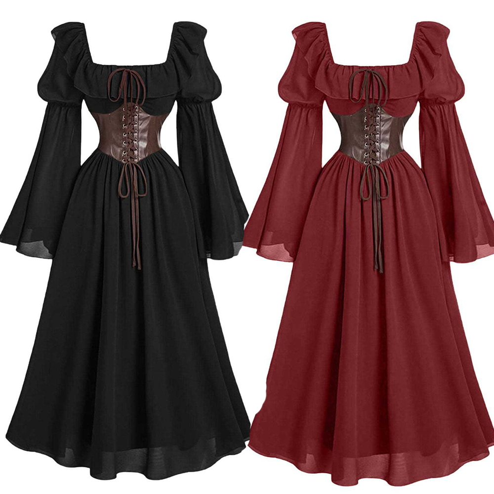 Women'S Fashion Renaissance Period - Sukienka damska z długim rękawem typu