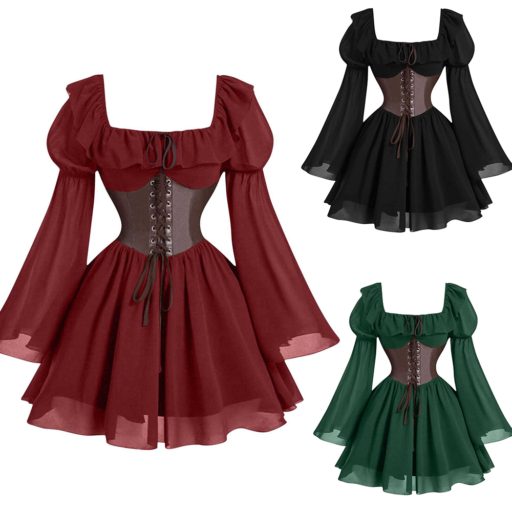 Women'S Fashion Renaissance Period - Sukienka damska z bufiastymi rękawami, w
