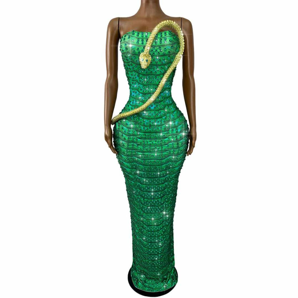 Błyszcząca zielona sukienka tu – Women Fashion Designer Dresses Photos recenzja i cena