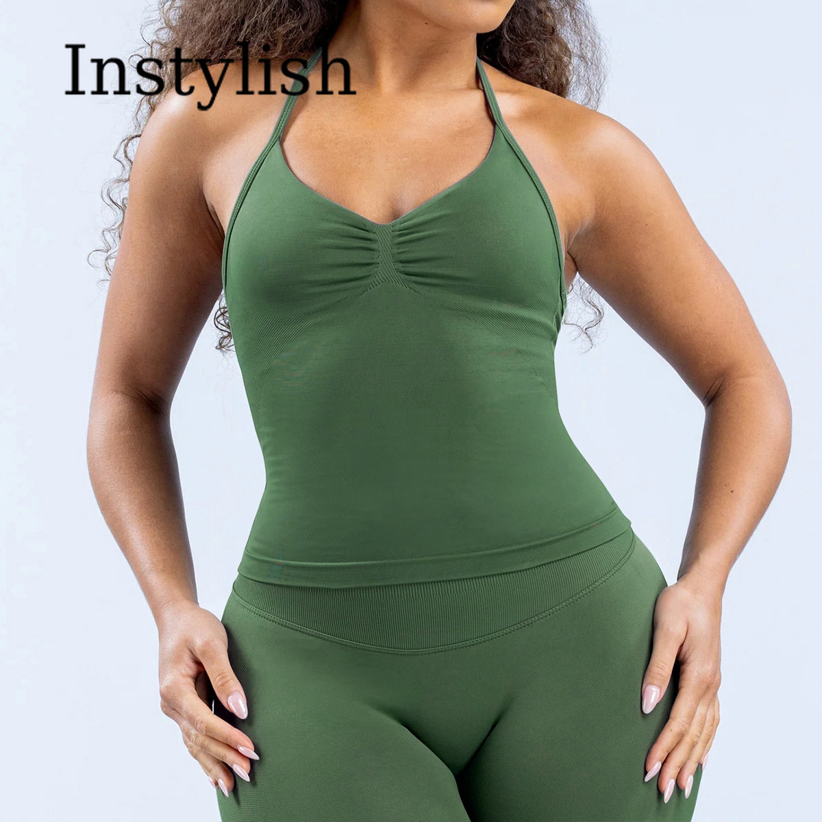 Damski Bezszwowy Zestaw do Jog – V Neck Cami Top recenzja i cena