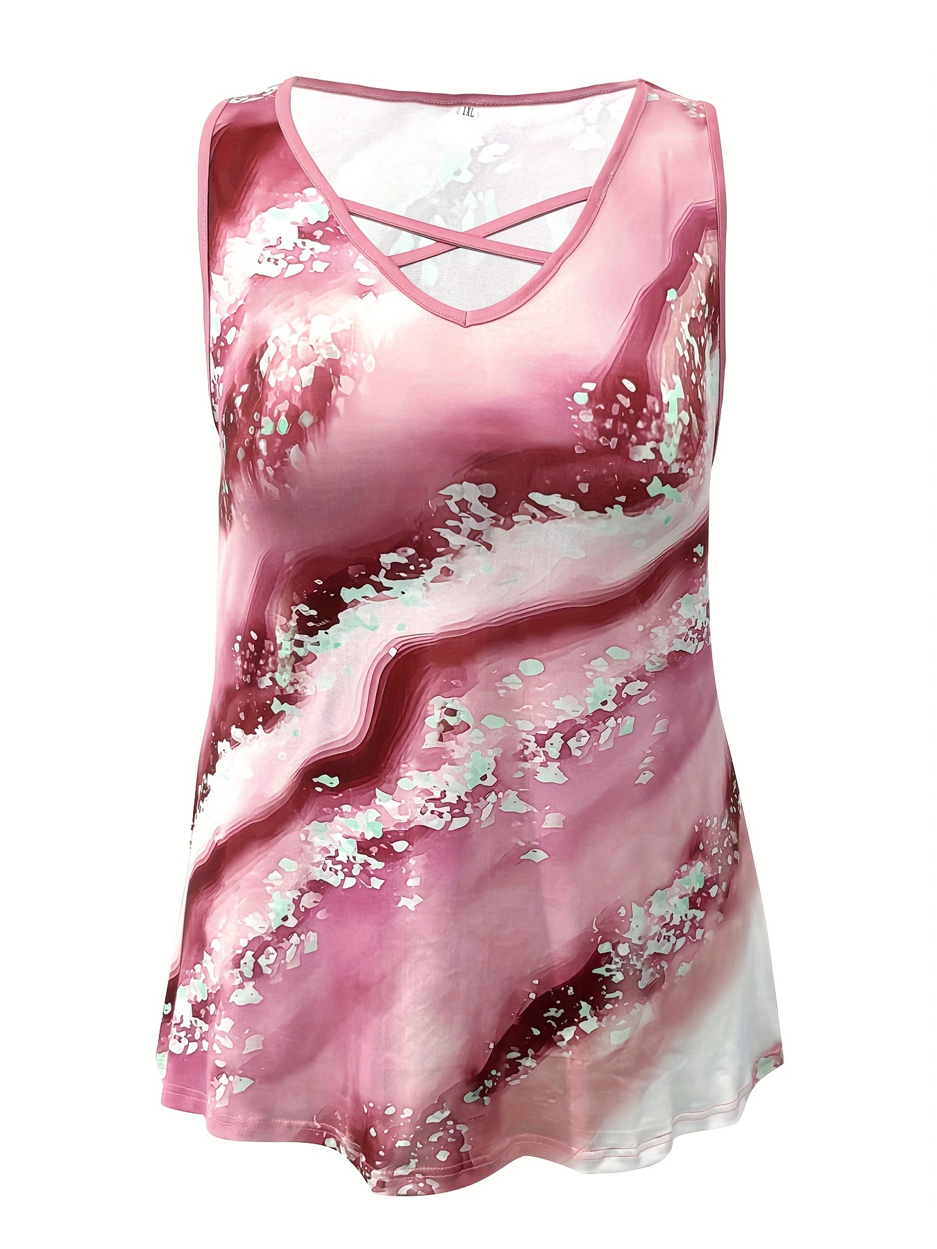 Plus Size Marble Print Tank To – V Neck Cami Top recenzja i cena