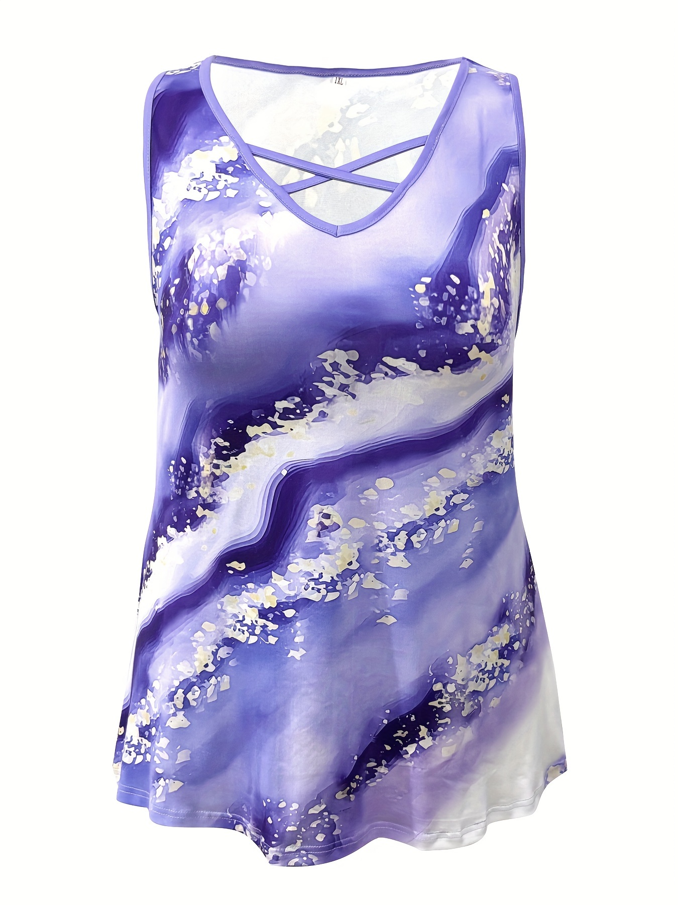 Plus Size Marble Print Tank To – V Neck Cami Top recenzja i cena